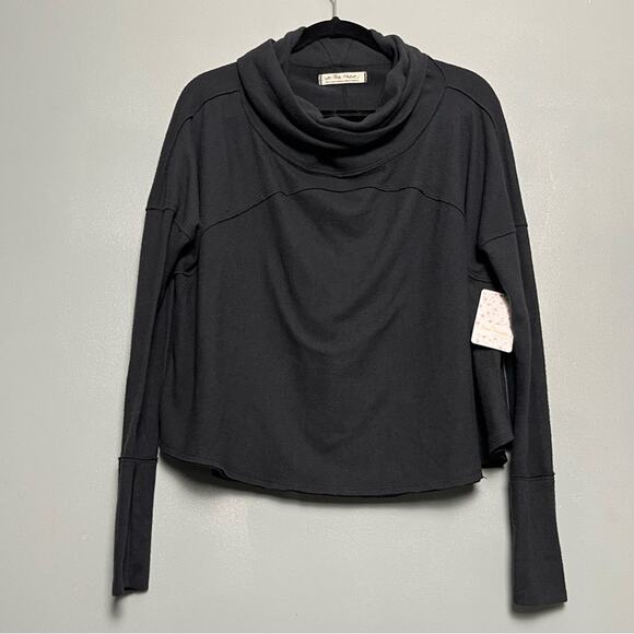 NWT We The Free Cozy Time Funnel Neck Women’s Pullover Sweatshirt Black Size S - Picture 2 of 6